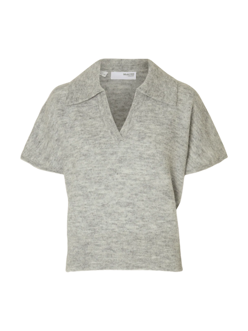 Selected Femme lulu knit polo light grey / melange